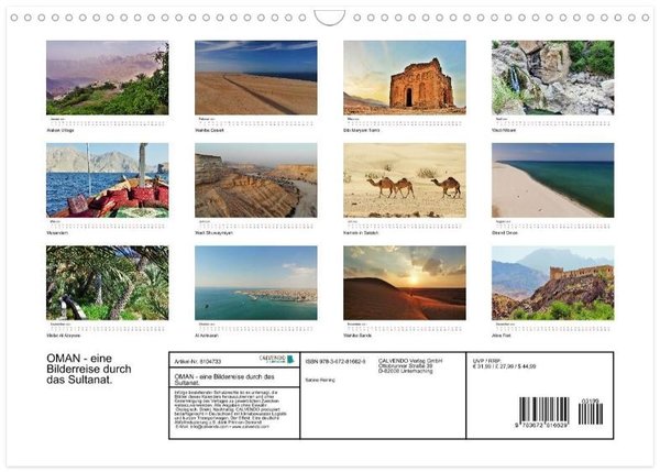 Oman Kalender 2022, 12 Monatsblätter